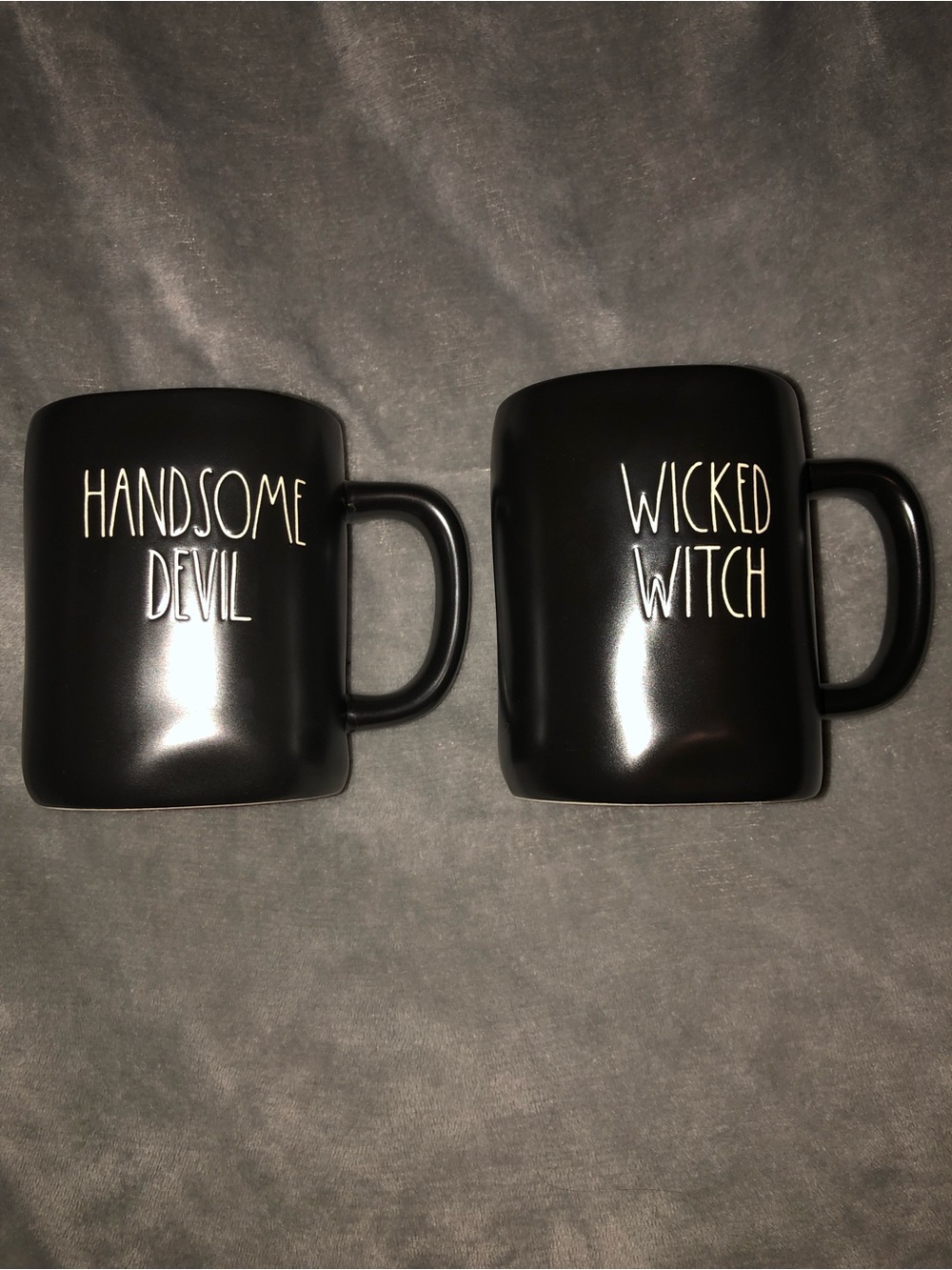 Rae Dunn Black Ceramic Mugs - 'Handsome Devil' & 'Wicked Witch' Set